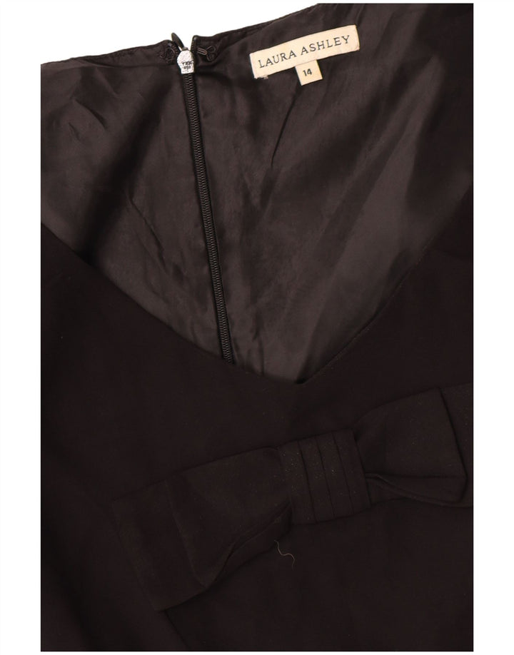 Vestido bainha feminino Laura Ashley Reino Unido 14 grande preto colorblock poliéster