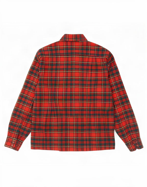 Camisa masculina vintage de flanela grande xadrez vermelha