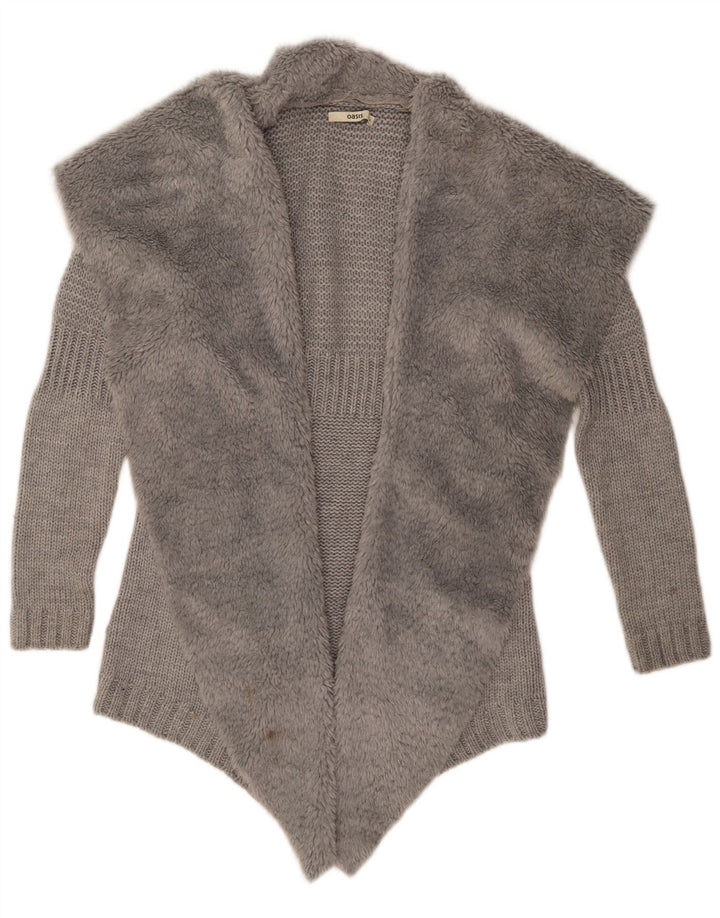 Suéter feminino aberto Oasis UK 10 pequeno cinza acrílico