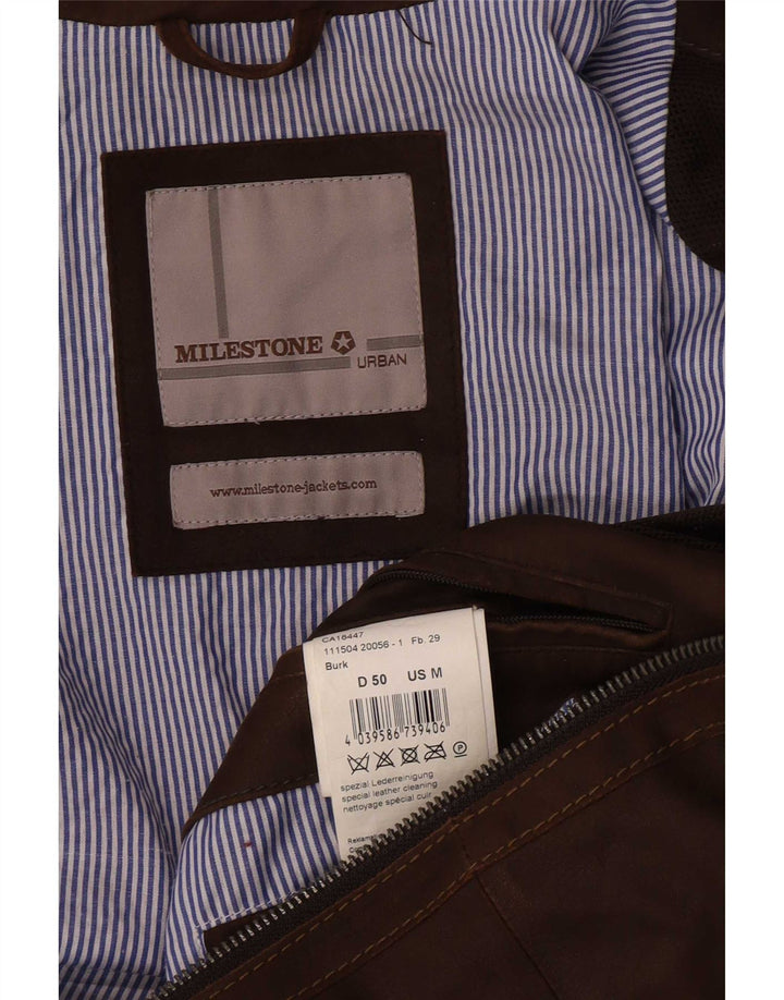 Jaqueta de couro masculina Milestone UK 38 marrom médio