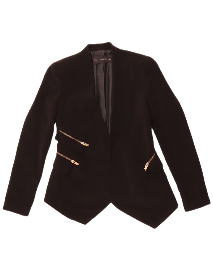 ZARA Womens Open Blazer Jacket UK 6 XS Preto Acetato