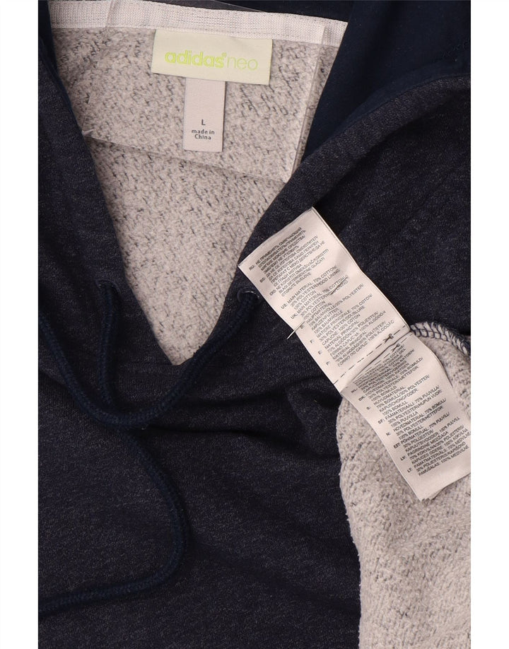 ADIDAS Mens Neo Graphic Hoodie Jumper Grande Algodão Azul Marinho