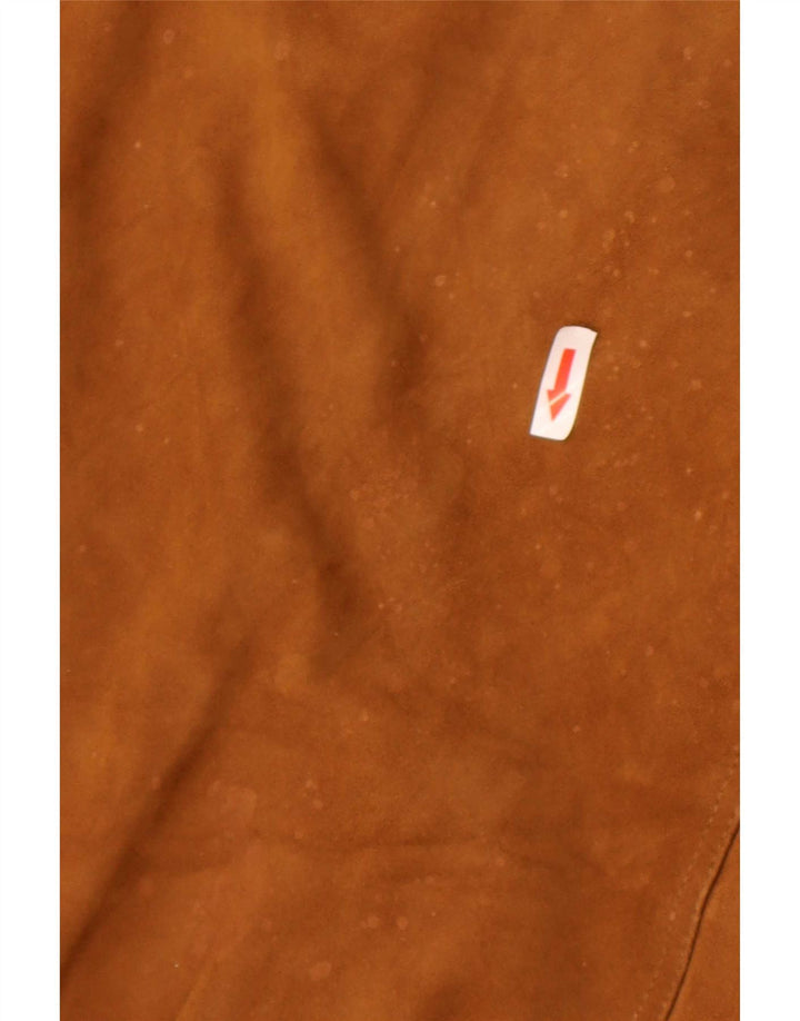 Jaqueta bomber masculina vintage de camurça IT 48 couro marrom médio