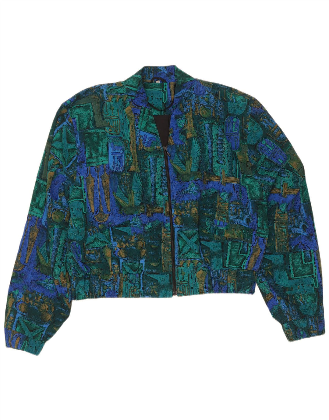 Jaqueta Bolero Oversized Feminina Vintage IT 40 Pequena Geométrica Multicolorida