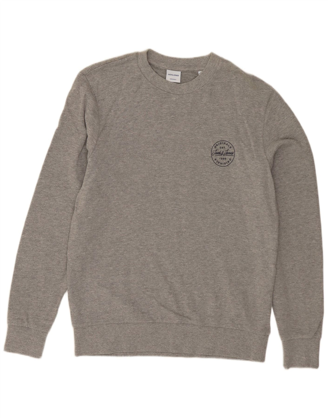 Jack & Jones moletom masculino jumper médio cinza algodão manchado