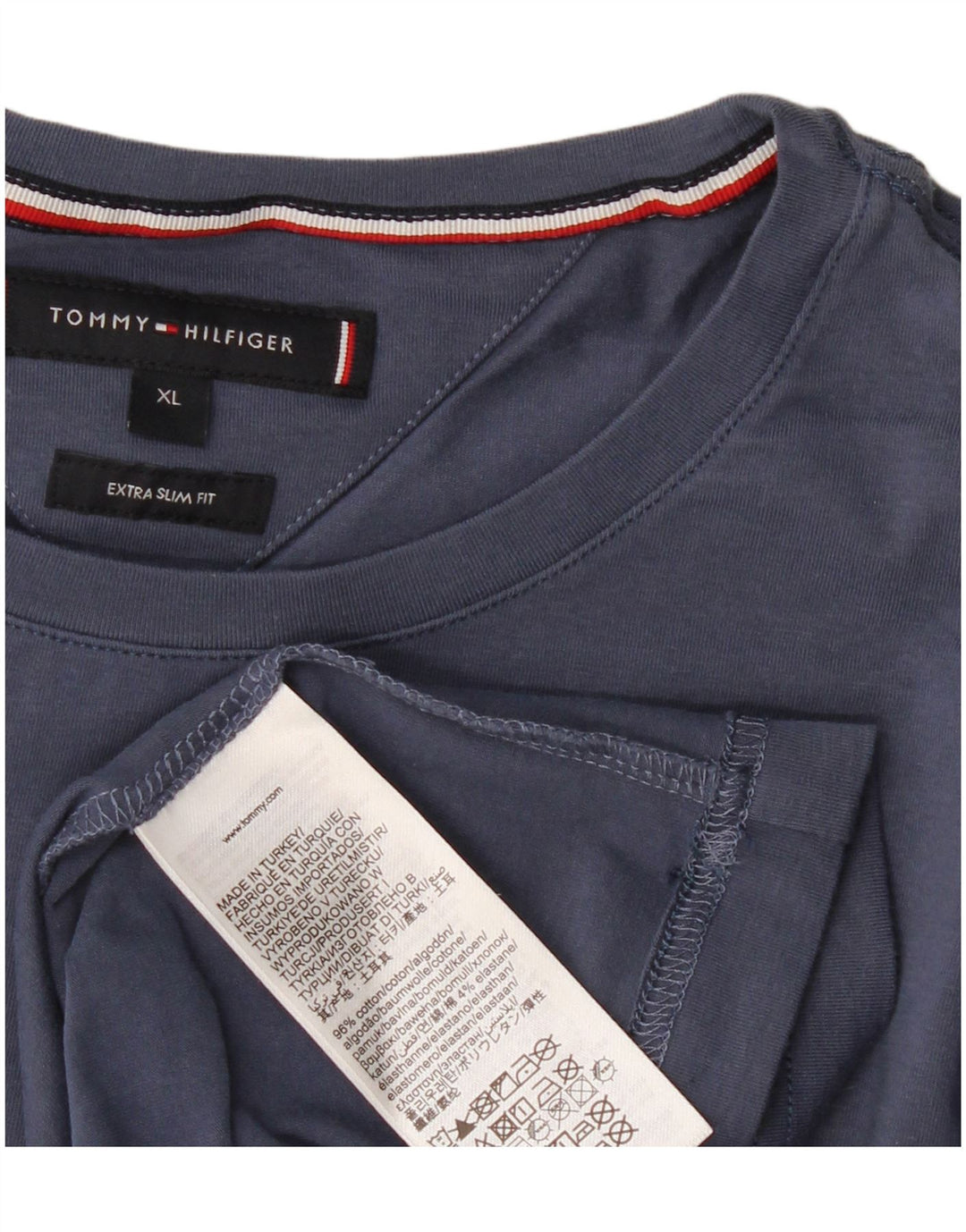 Camiseta masculina extra slim TOMMY HILFIGER XL azul marinho algodão