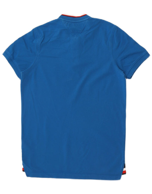 Camisa polo masculina Tommy Hilfiger Slim Fit pequena azul algodão