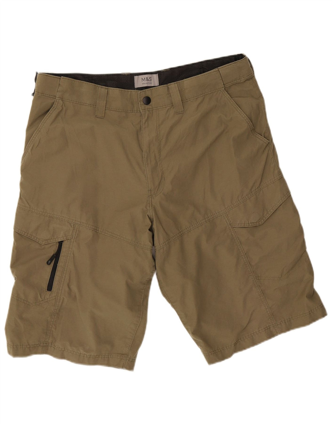 Shorts cargo masculino Marks & Spencer W34 grande algodão cáqui