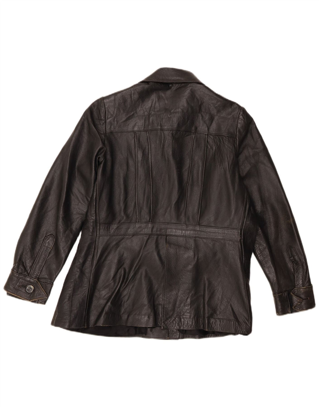Jaqueta de couro feminina vintage UK 14 média preta