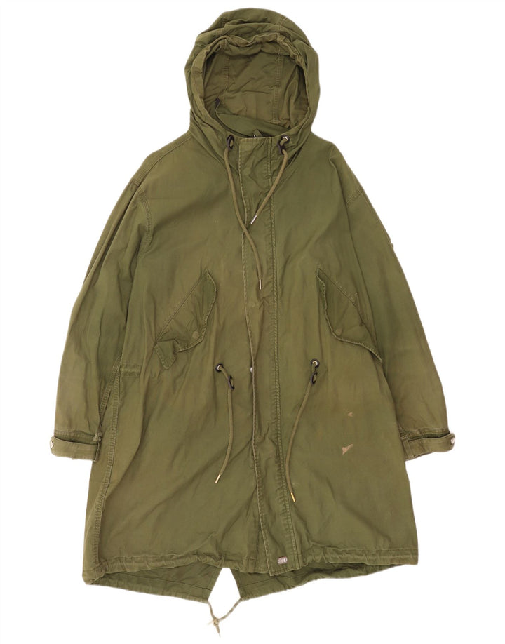 Jaqueta Parka masculina Diesel com capuz UK 38 algodão verde médio