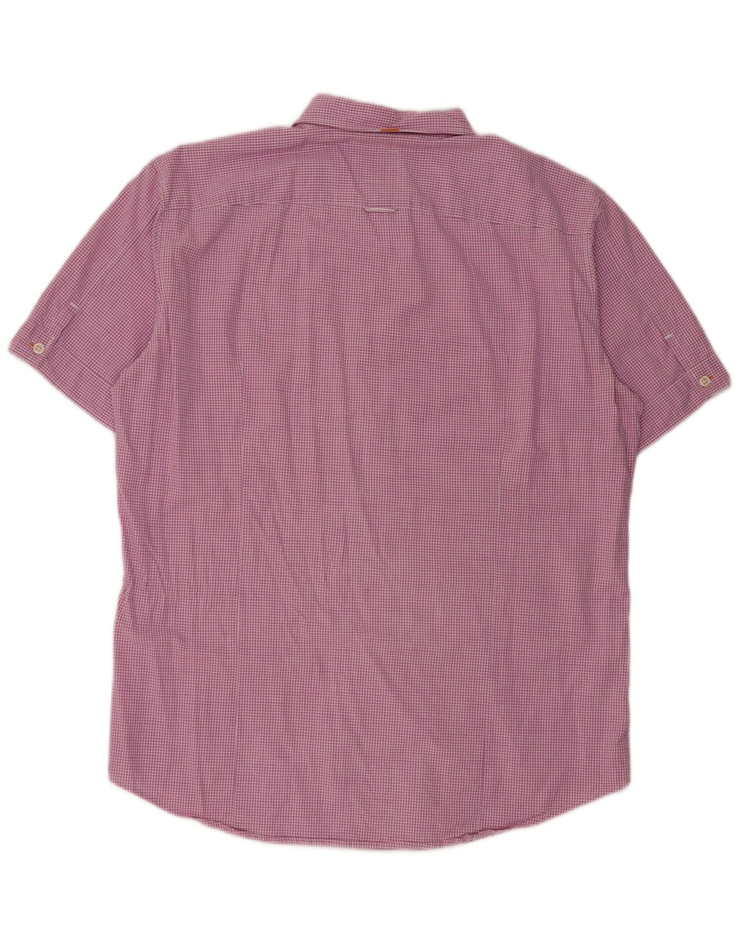 Camisa masculina de manga curta Hugo Boss XL rosa algodão guingão