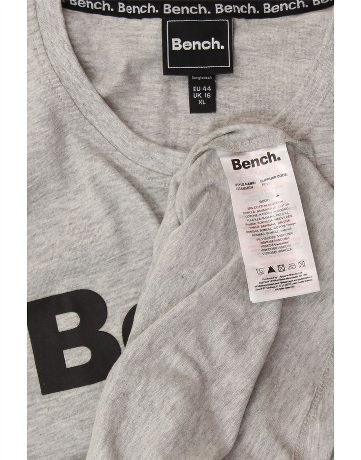 Camiseta feminina gráfica BENCH UK 16 grande algodão manchado cinza