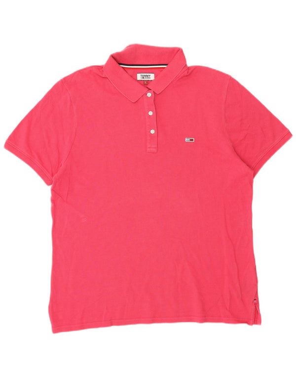 Camisa polo feminina Tommy Hilfiger Reino Unido 16 grande algodão rosa