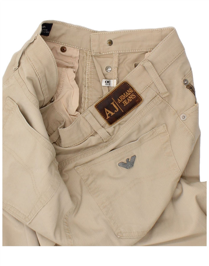 ARMANI JEANS Womens Straight Casual Trousers W30 L32 Beige Cotton Vintage Armani Jeans and Second-Hand Armani Jeans from Messina Hembry 