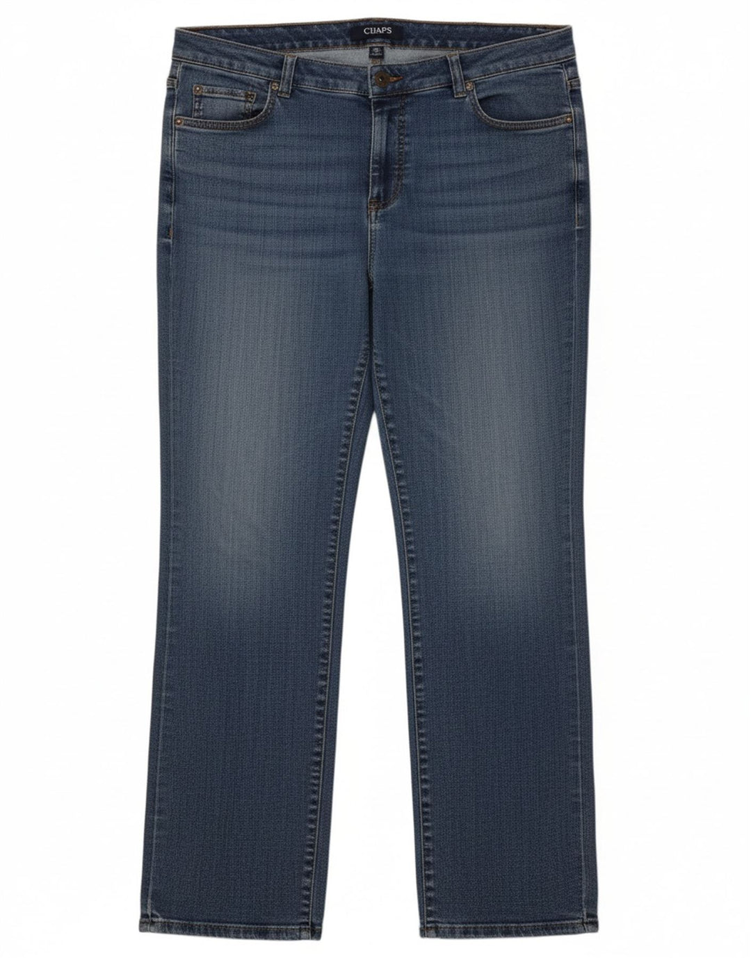 Calça jeans reta feminina CHAPS US 16 2XL W38 L28 algodão azul