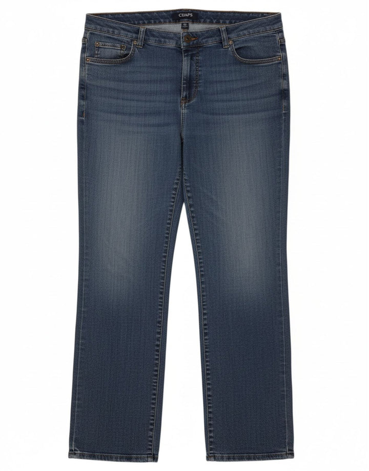 Calça jeans reta feminina CHAPS US 16 2XL W38 L28 algodão azul