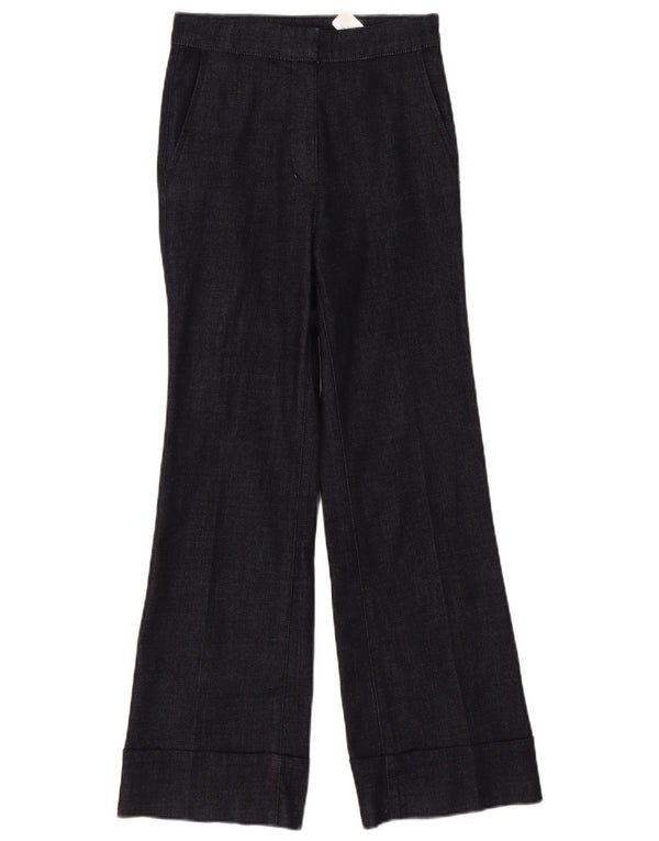 Calça casual feminina de cintura alta Massimo Dutti EU 34 2XS W24 L28 azul marinho