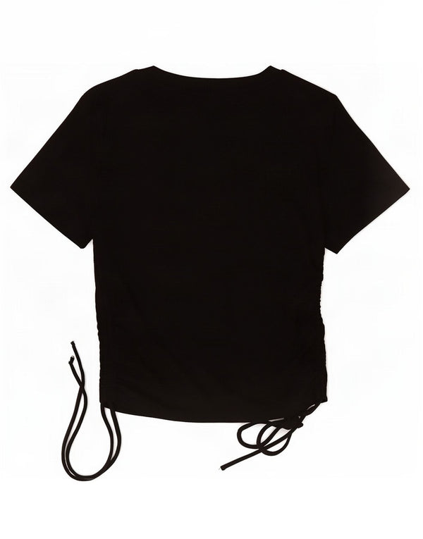 Zara Womens Crop Top UK 12 Médio Preto Poliéster