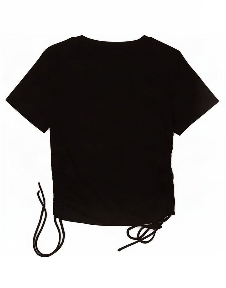 Zara Womens Crop Top UK 12 Médio Preto Poliéster