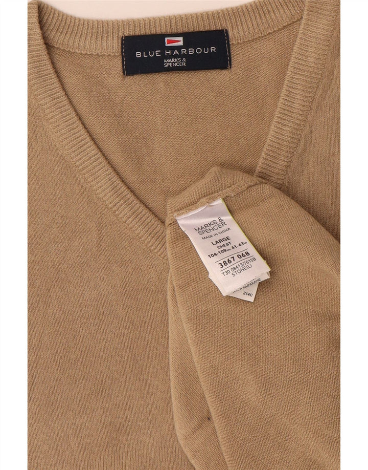 Suéter masculino MARKS & SPENCER com decote em V Reino Unido 41/43 grande bege