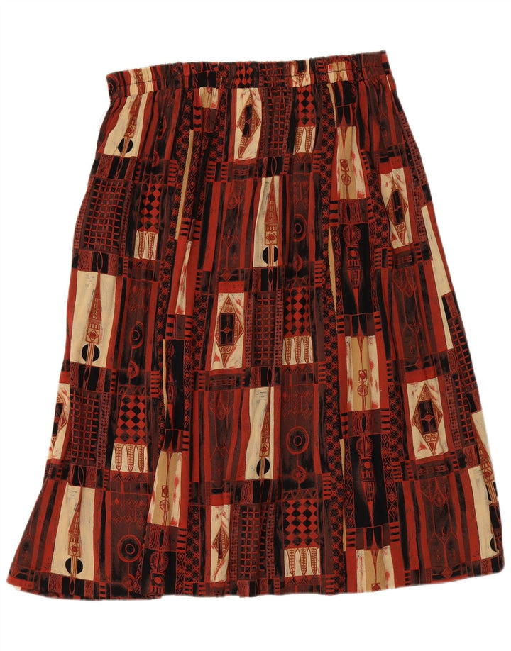 Saia evasê feminina VINTAGE UK 20 2XL W34 marrom patchwork viscose