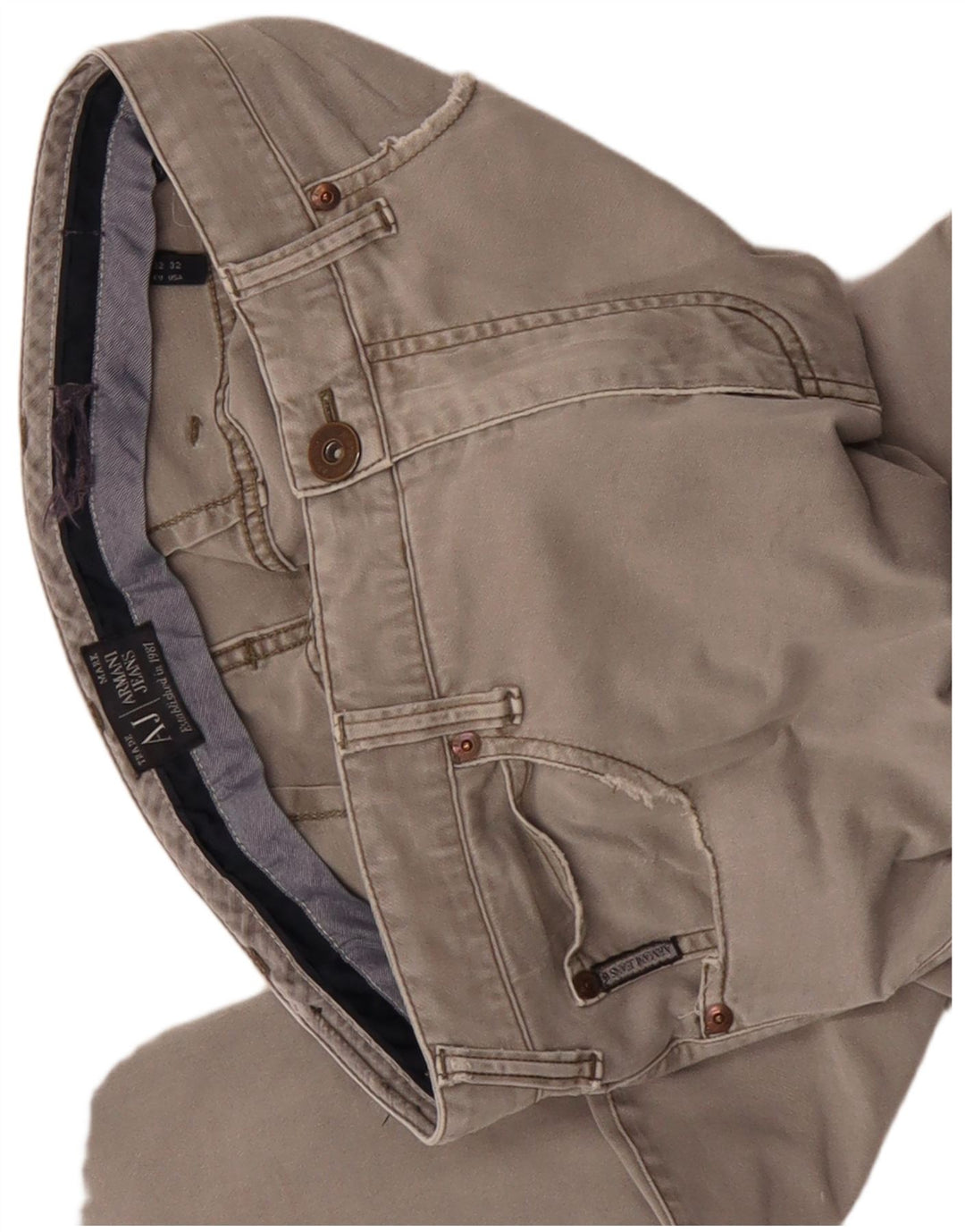 ARMANI Calça masculina reta casual W32 L30 algodão cinza