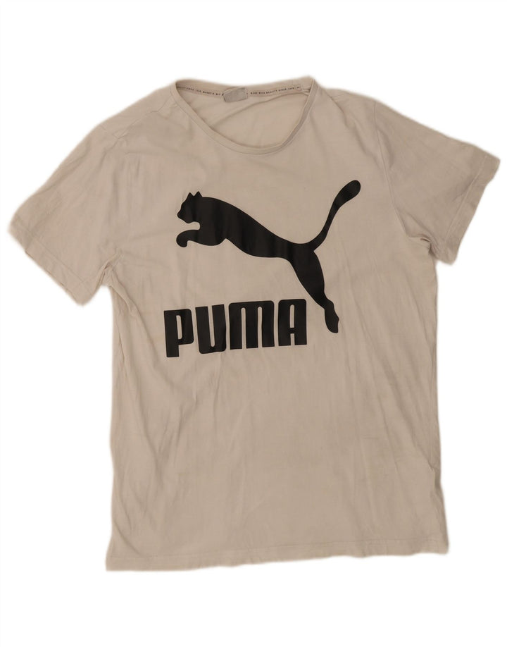 Puma Mens Graphic T-Shirt Top Grande Algodão Branco