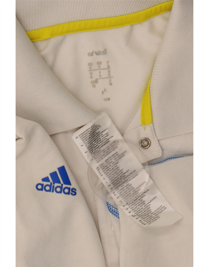 ADIDAS Mens Climalite Polo Shirt Pequeno Poliéster Branco