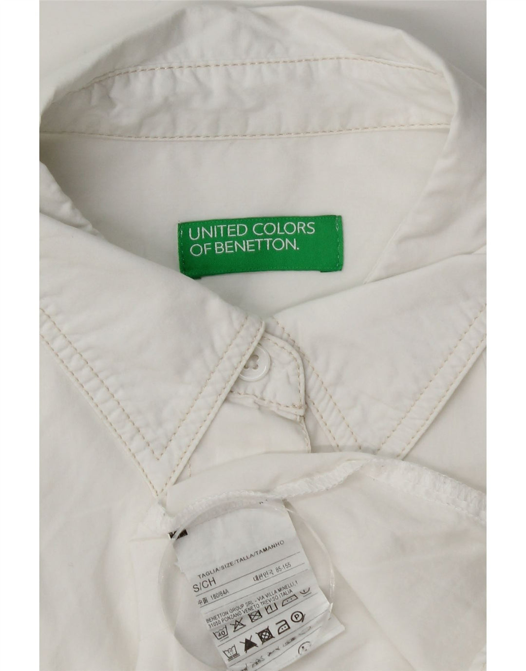 Camisa oversized feminina Benetton UK 10 pequeno algodão branco