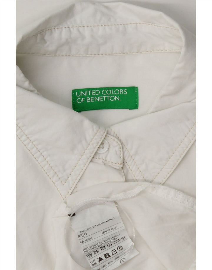 Camisa oversized feminina Benetton UK 10 pequeno algodão branco