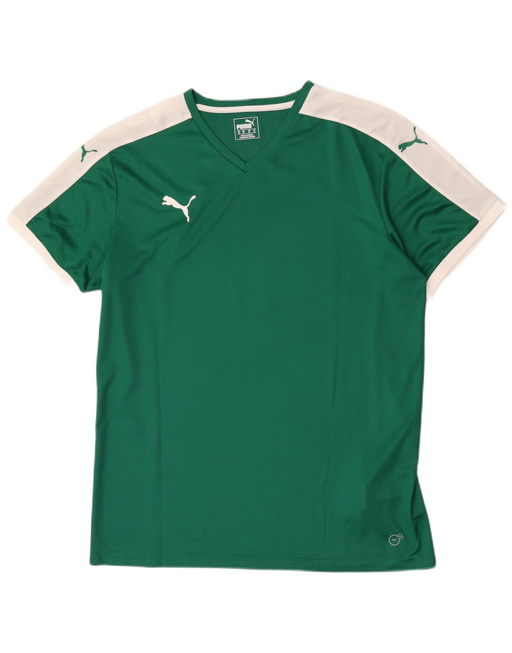 Camiseta masculina Puma Top XL verde colorblock poliéster