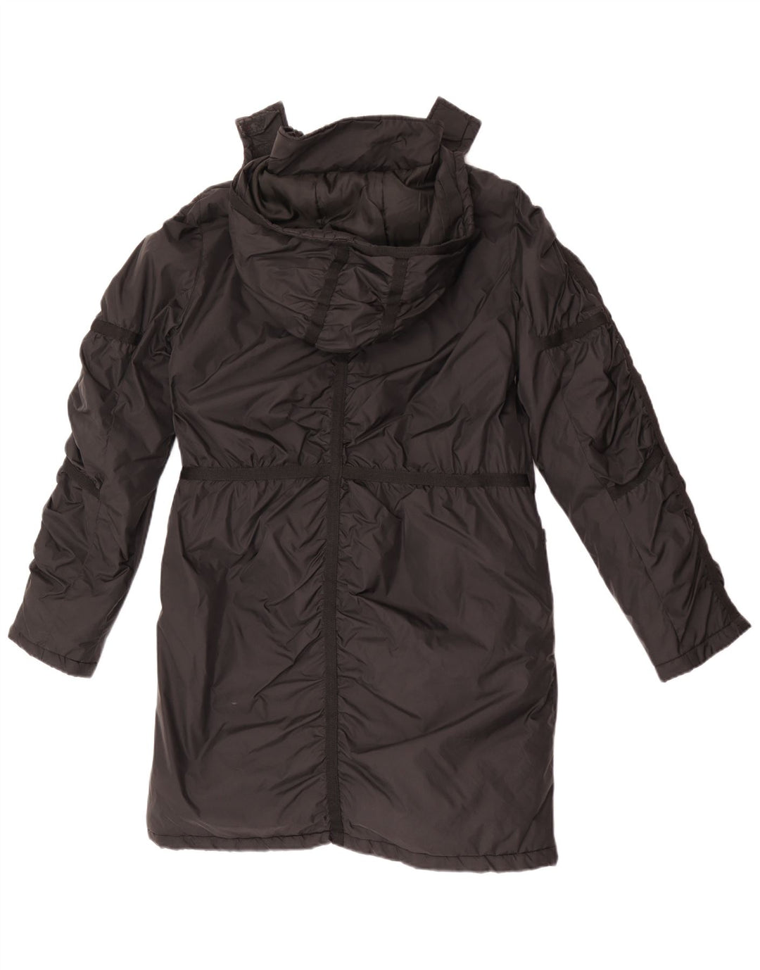 Jaqueta Parka feminina com capuz Guess UK 14 nylon preto médio