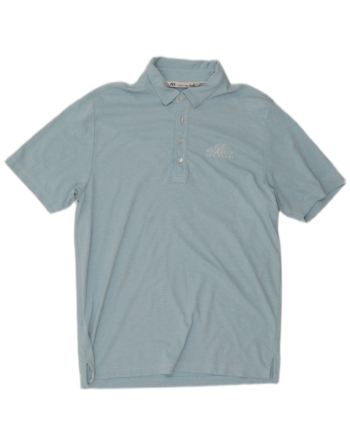 Camisa polo masculina Travis Mathew de algodão azul médio