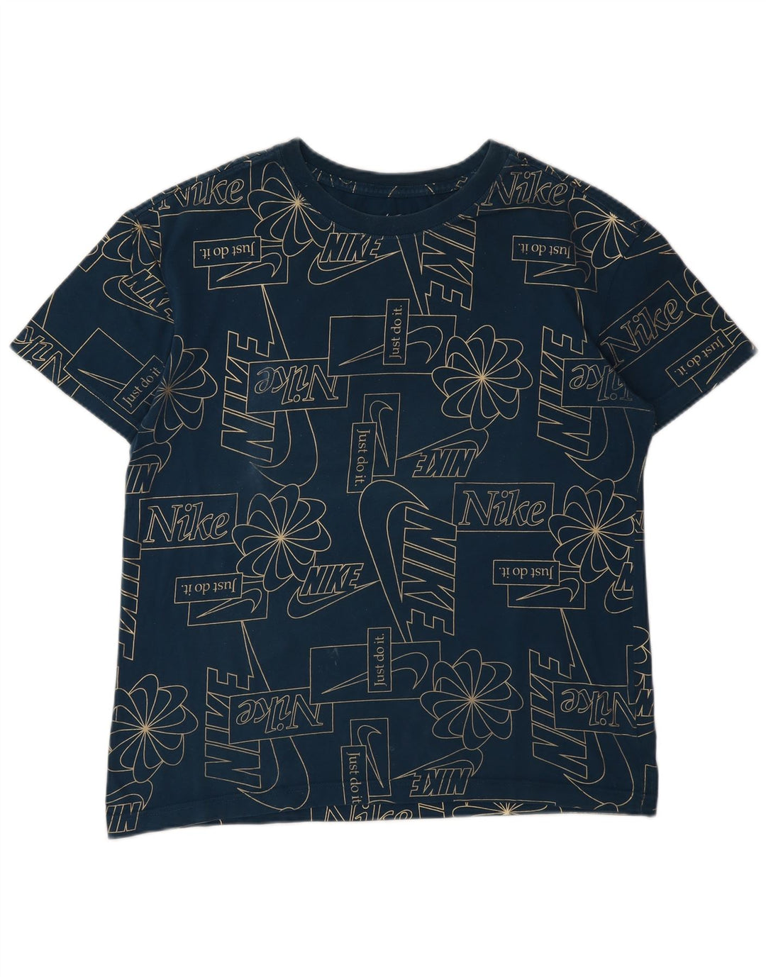 Camiseta Nike masculina gráfica top pequeno algodão azul marinho