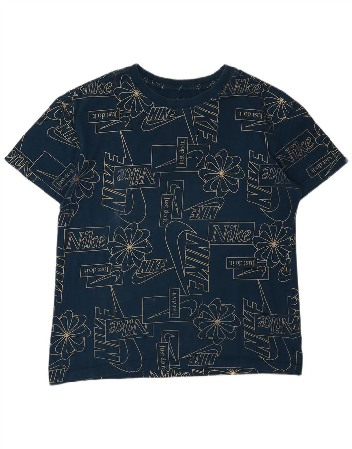 Camiseta Nike masculina gráfica top pequeno algodão azul marinho