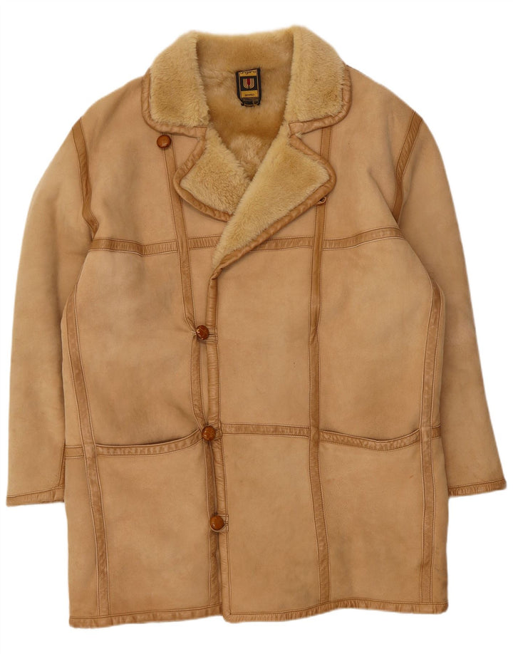 Sobretudo masculino Emanuel Ungaro Shearling Reino Unido 38 Médio Bege