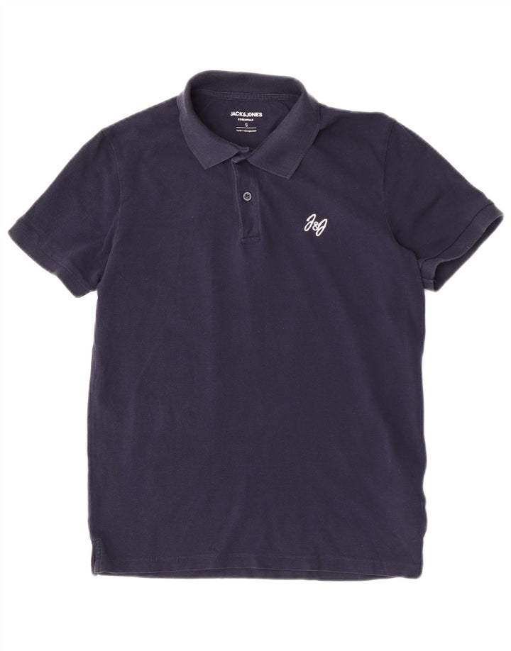 Camisa polo masculina Jack & Jones pequena algodão azul marinho