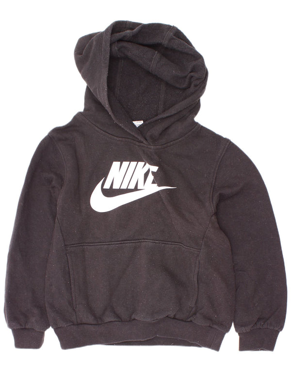 Nike Boys Graphic Hoodie Jumper 6-7 Years Large Black Cotton
