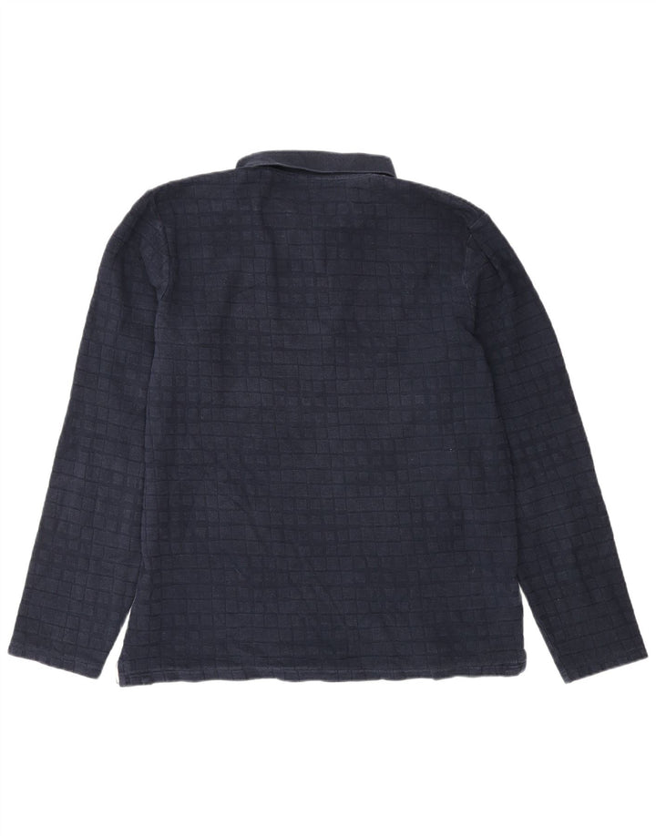 Camisa polo masculina de manga comprida Ted Baker tamanho 4 grande algodão xadrez azul marinho