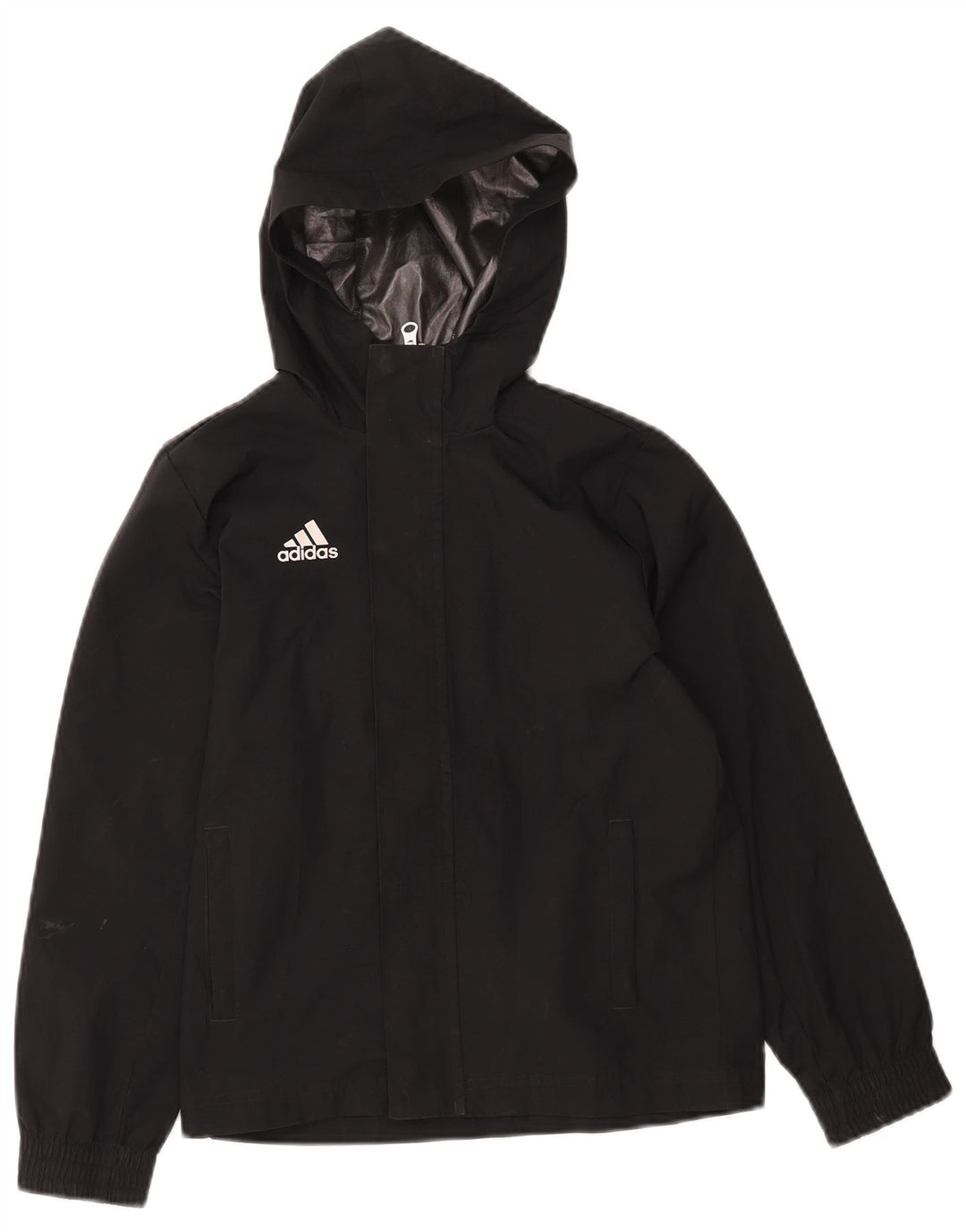 Jaqueta corta-vento com capuz para meninos ADIDAS 9-10 anos preto poliéster