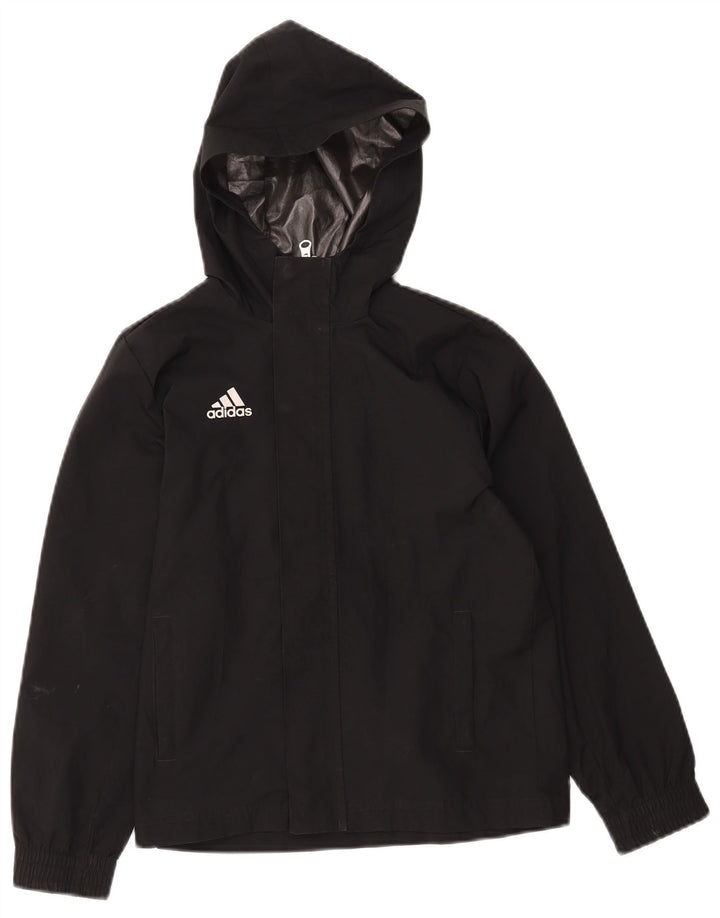 Jaqueta corta-vento com capuz para meninos ADIDAS 9-10 anos preto poliéster