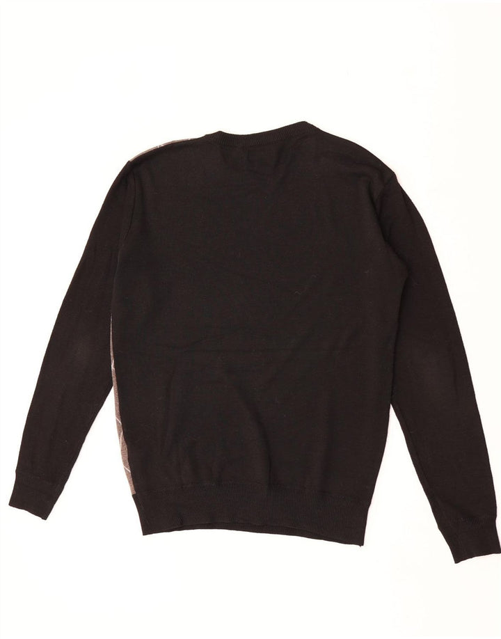 Suéter masculino Pierre Cardin com gola redonda, médio preto argyle/diamante