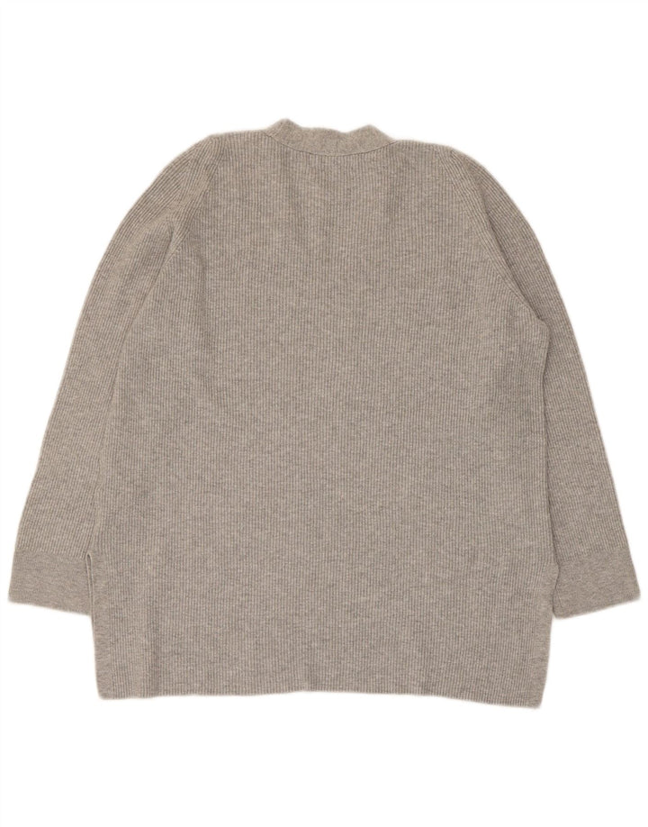 Suéter feminino Marks & Spencer com decote em V Reino Unido 14 grande viscose cinza