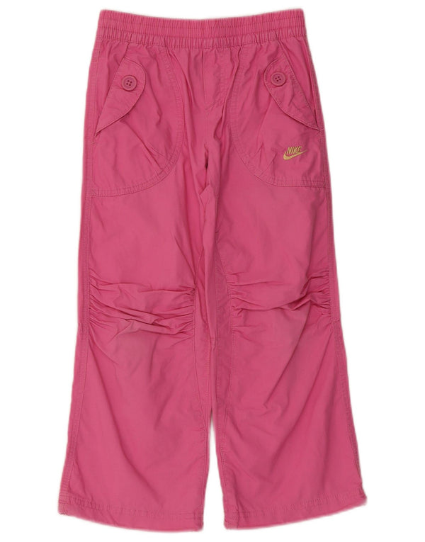 Calça cargo Nike feminina com perna larga 5-6 anos médio W22 L20 algodão rosa