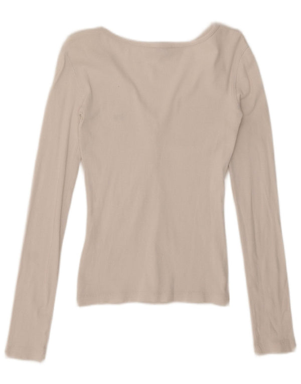 Lee Womens Crop Top Manga Longa Reino Unido 6 XS Algodão Branco