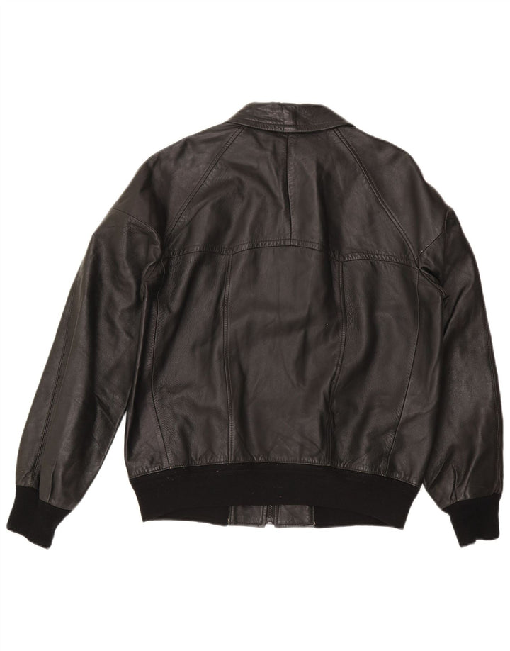 Jaqueta de couro bomber masculina Alta Moda IT 54 2XL preta