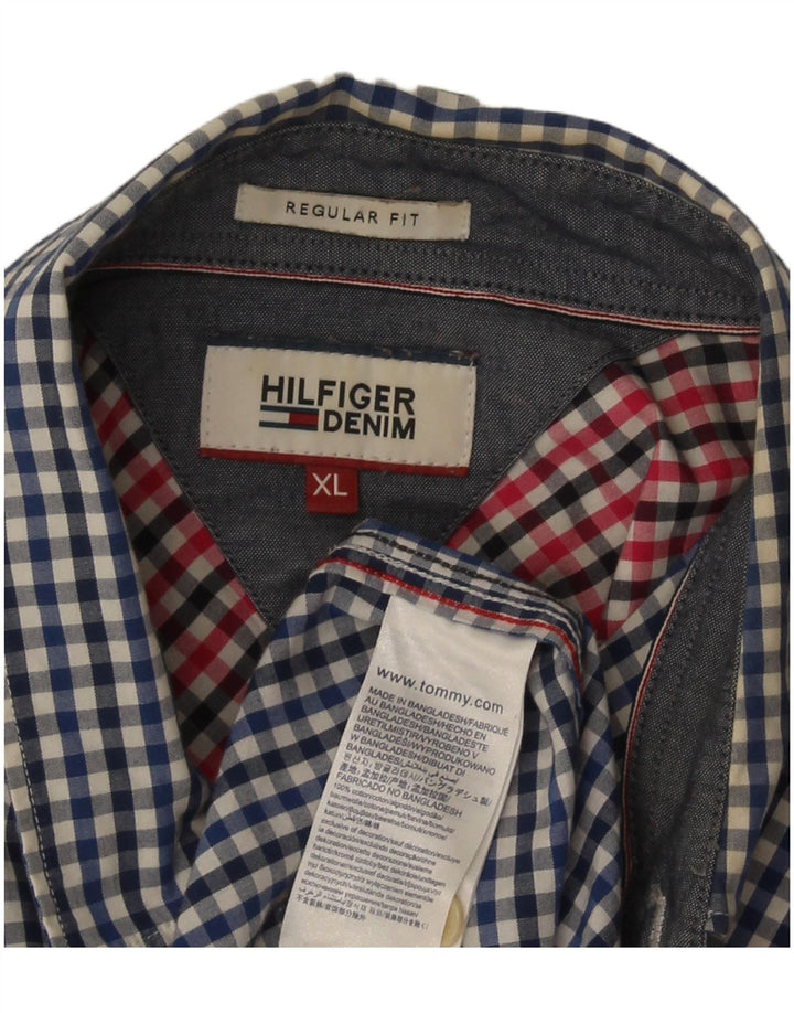 Camisa masculina Tommy Hilfiger Regular Fit XL azul algodão guingão