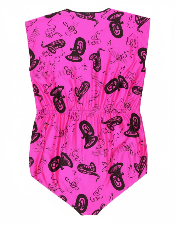 Body feminino VINTAGE com padrão abstrato sem mangas EU 38 rosa médio