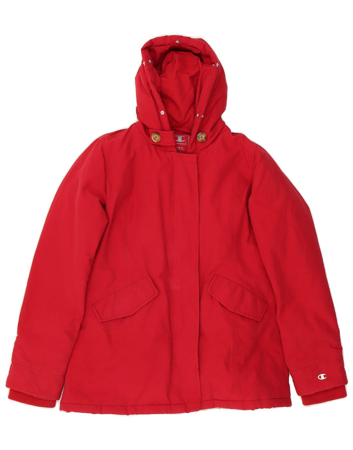 CHAMPION Girls Hooded Padded Jacket 13-14 Years XL  Red Cotton Vintage Champion and Second-Hand Champion from Messina Hembry 