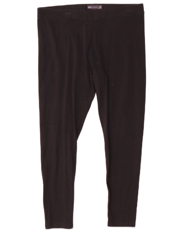 Leggings femininas Marks & Spencer Reino Unido 14 grande algodão preto